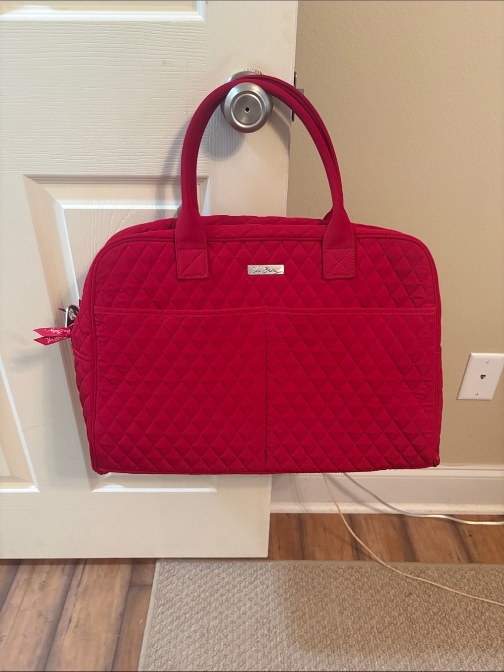 Vera Bradley Bright Red Quilted Travel Tote